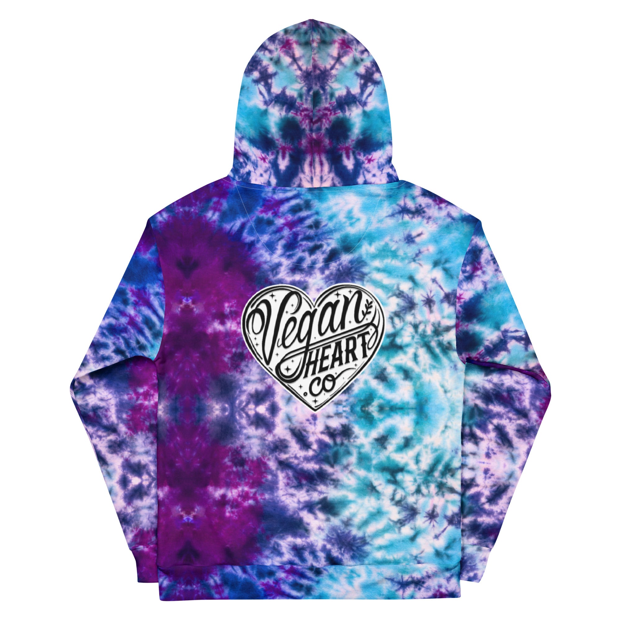 Vegan Heart Tie-Dye Unisex Hoodie | Aqua Violet Tide