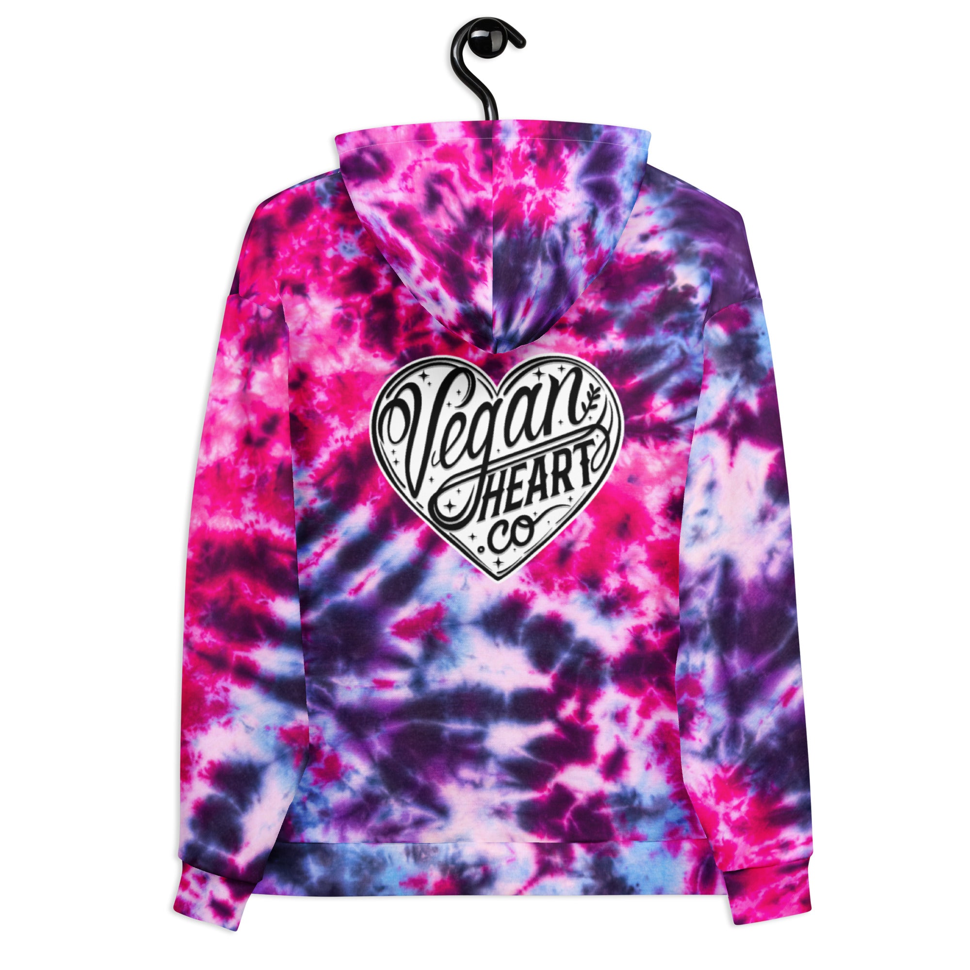 Vegan Heart Tie-Dye Unisex Hoodie | Pink Violet Pulse