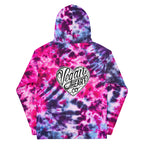 Vegan Heart Tie-Dye Unisex Hoodie | Pink Violet Pulse