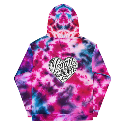 Vegan Heart Tie-Dye Unisex Hoodie | Blue Pink Nebula