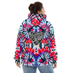 Vegan Heart Tie-Dye Unisex Hoodie | Red Aqua Obsidian Spiral