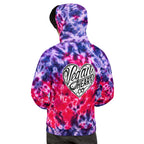 Vegan Heart Tie-Dye Unisex Hoodie | Violet Red Flame