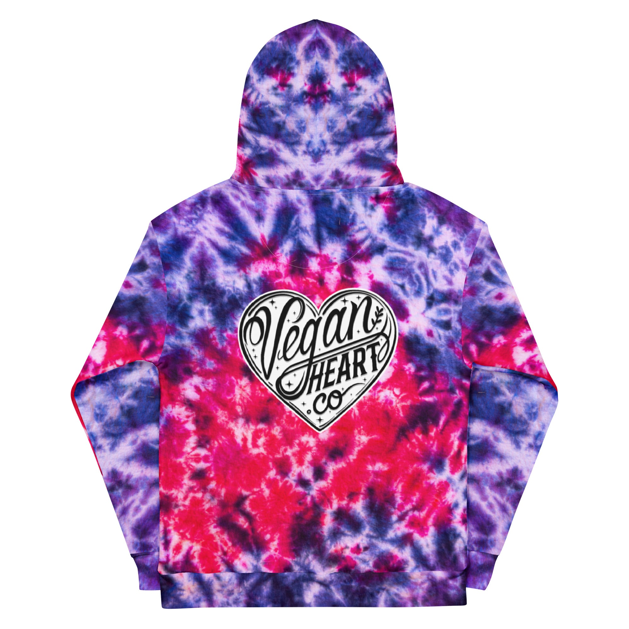 Vegan Heart Tie-Dye Unisex Hoodie | Violet Red Flame