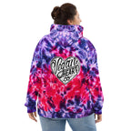 Vegan Heart Tie-Dye Unisex Hoodie | Violet Red Flame