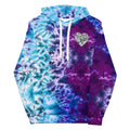 Vegan Heart Tie-Dye Unisex Hoodie | Aqua Violet Tide