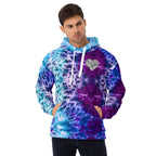 Vegan Heart Tie-Dye Unisex Hoodie | Aqua Violet Tide