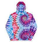Vegan Heart Tie-Dye Unisex Hoodie | Blue Violet Spiral