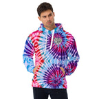 Vegan Heart Tie-Dye Unisex Hoodie | Blue Violet Spiral
