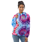 Vegan Heart Tie-Dye Unisex Hoodie | Blue Violet Spiral