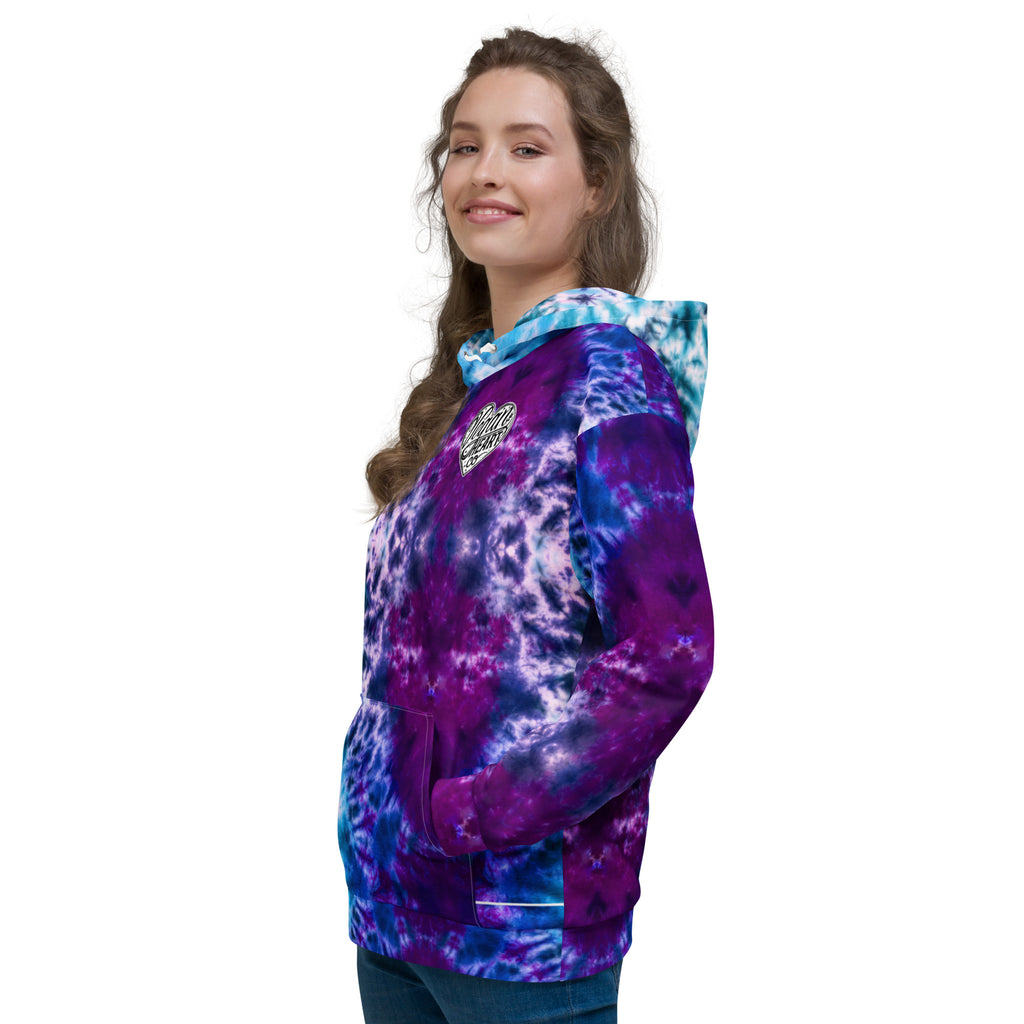 Vegan Heart Tie-Dye Unisex Hoodie | Aqua Violet Tide