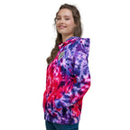 Vegan Heart Tie-Dye Unisex Hoodie | Violet Red Flame