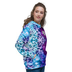 Vegan Heart Tie-Dye Unisex Hoodie | Aqua Violet Tide