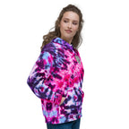 Vegan Heart Tie-Dye Unisex Hoodie | Pink Violet Pulse