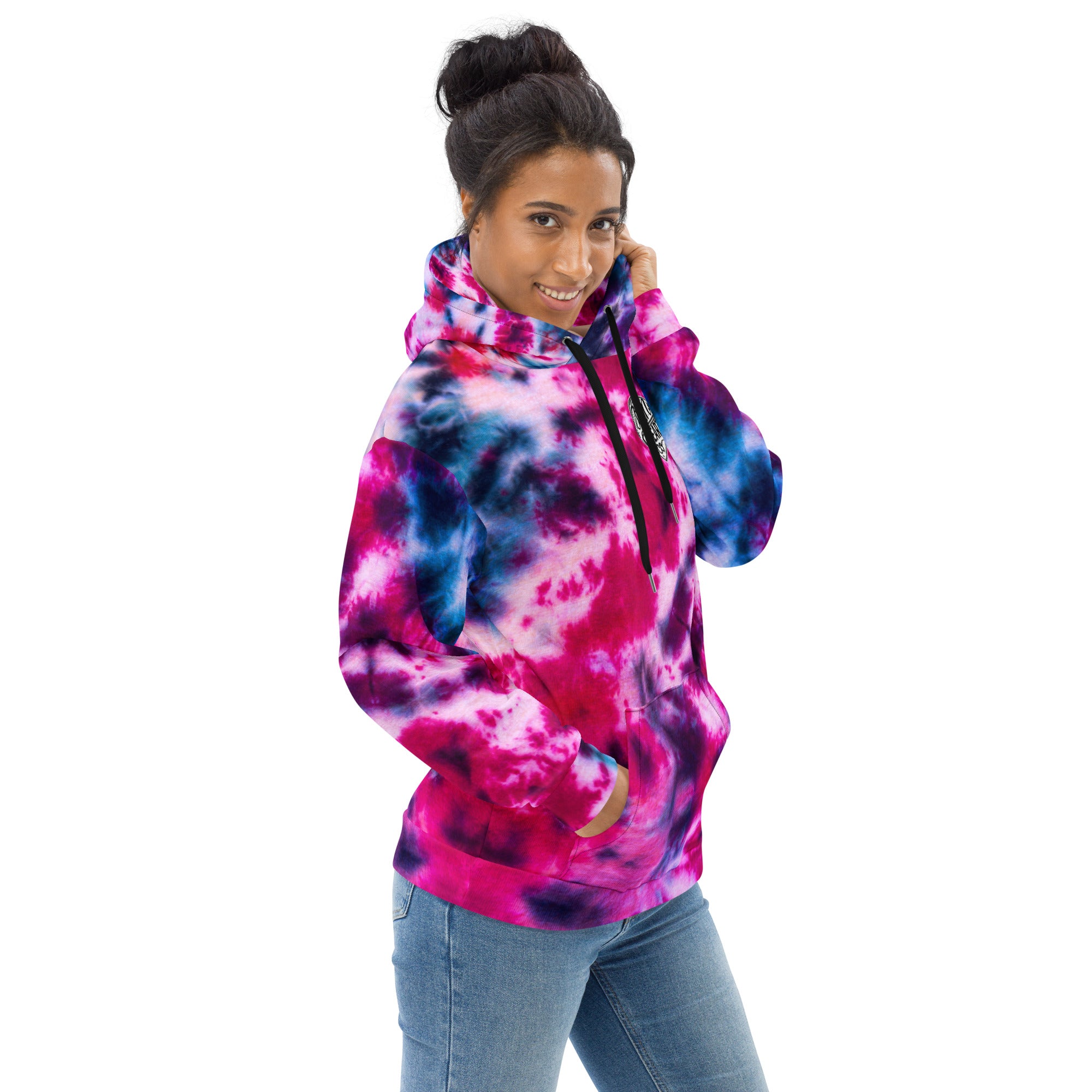 Vegan Heart Tie-Dye Unisex Hoodie | Blue Pink Nebula