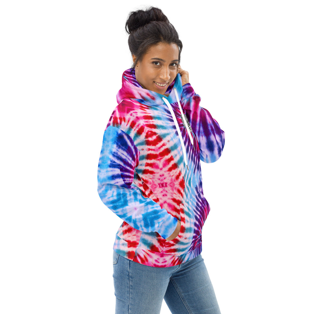 Vegan Heart Tie-Dye Unisex Hoodie | Blue Violet Spiral