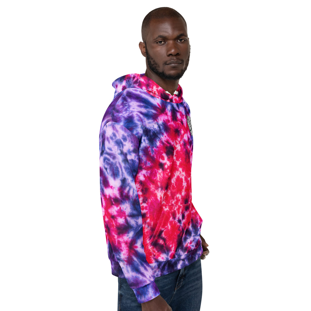 Vegan Heart Tie-Dye Unisex Hoodie | Violet Red Flame